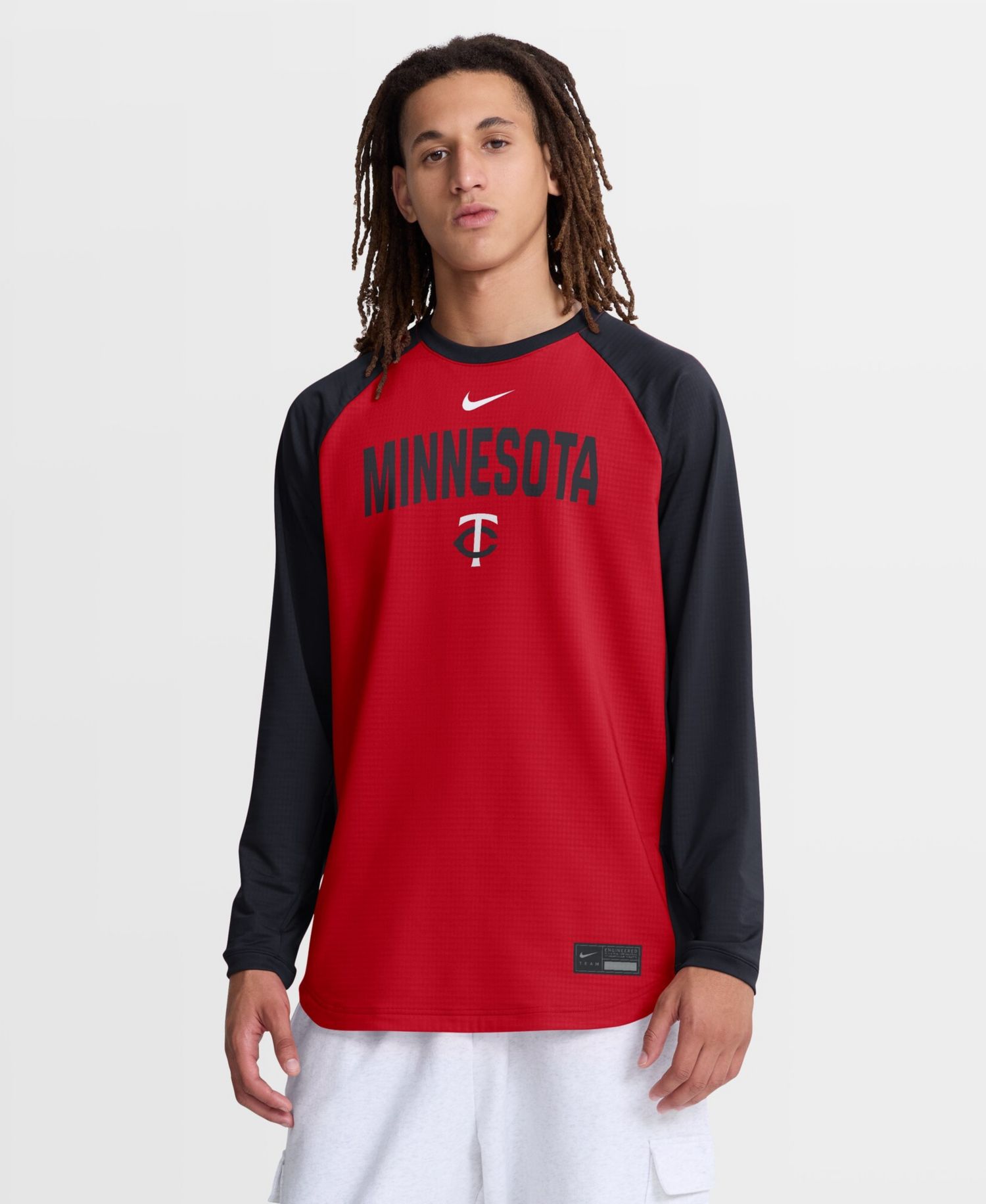 Men's Red Minnesota Twins Authentic Collection Raglan Dri-FIT Sweatshirt