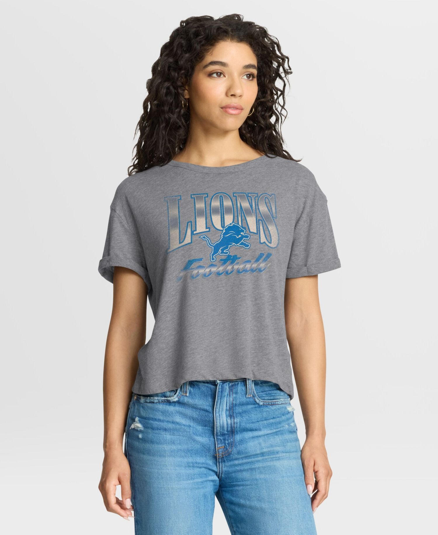 Women's Detroit Lions Overplayed Tribute Tri-Blend Boxy Short-Sleeve T-Shirt