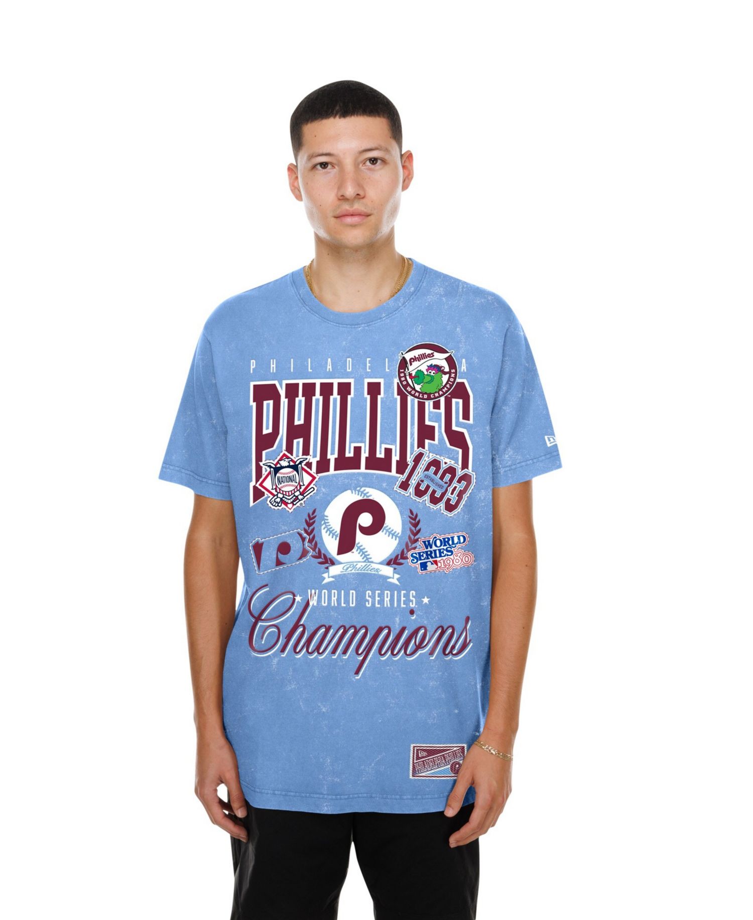 Men's Light Blue Philadelphia Phillies Mineral Wash T-Shirt