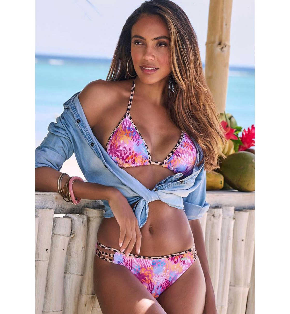 Lascana Women's Leopard Cheetah Floral Triangle Bikini Swimsuit Top Bra Sizing
