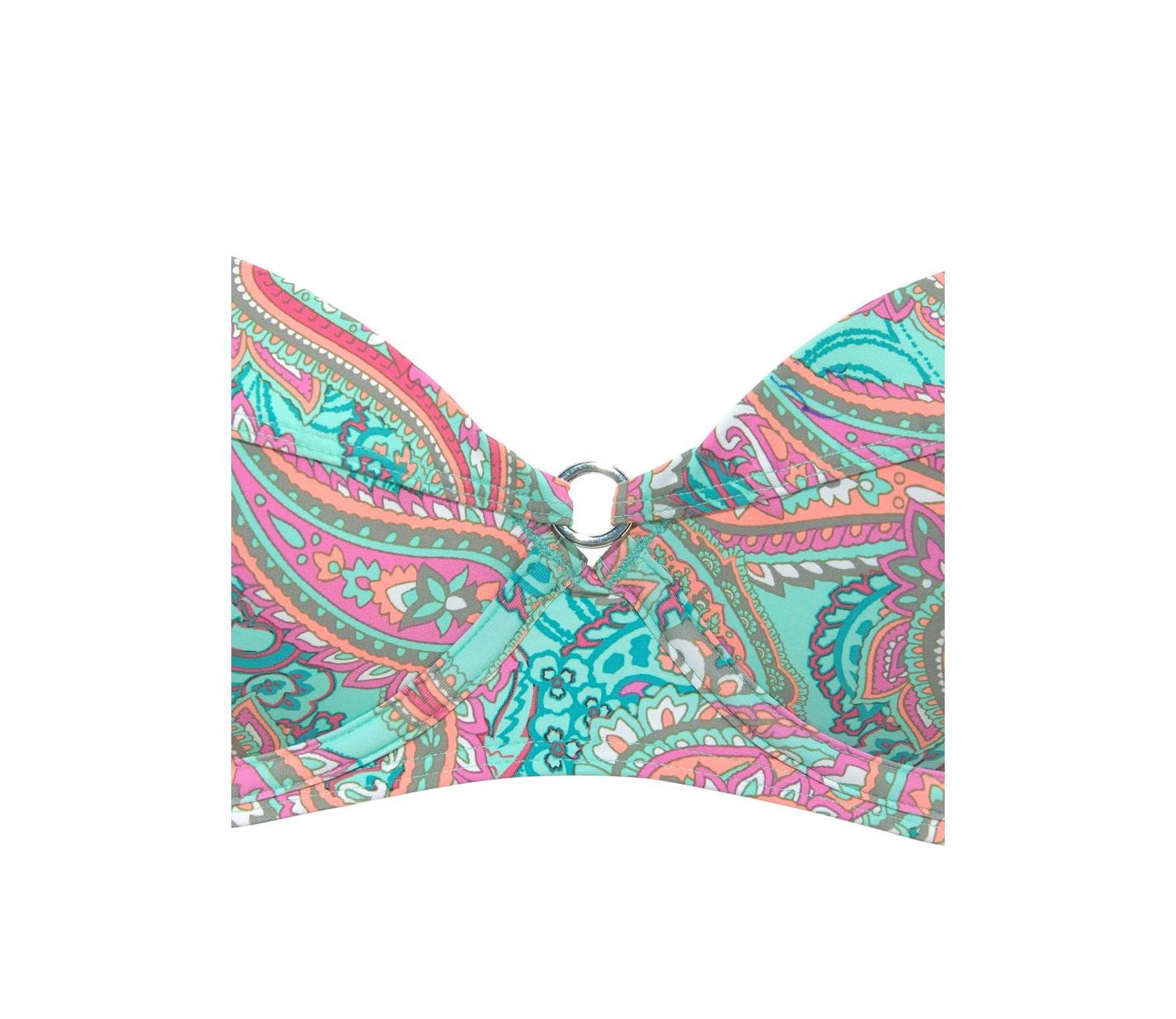 Women's Color-Block Ring Detail Removable Pads Underwire Bikini Top