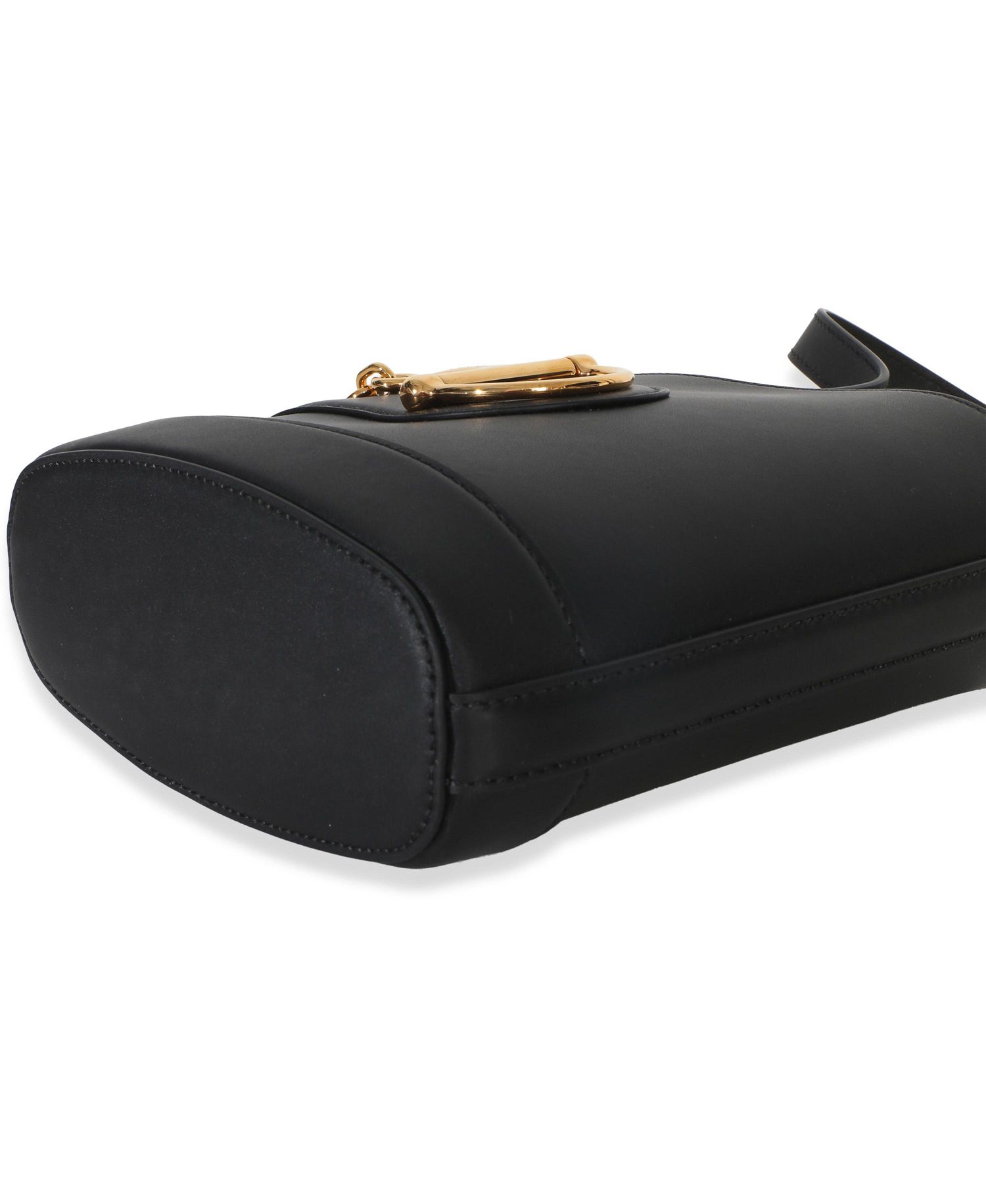 Black Smooth Calfskin Hasler Horsebit 73 Small Bucket Bag
