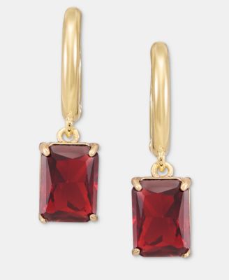 Glass Stone Drop Huggie Earrings