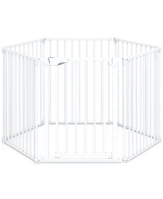 Extra Wide 6-Panel Pet Safety Gate Fits 34.5 to 154 in Openings with Auto-Close Door