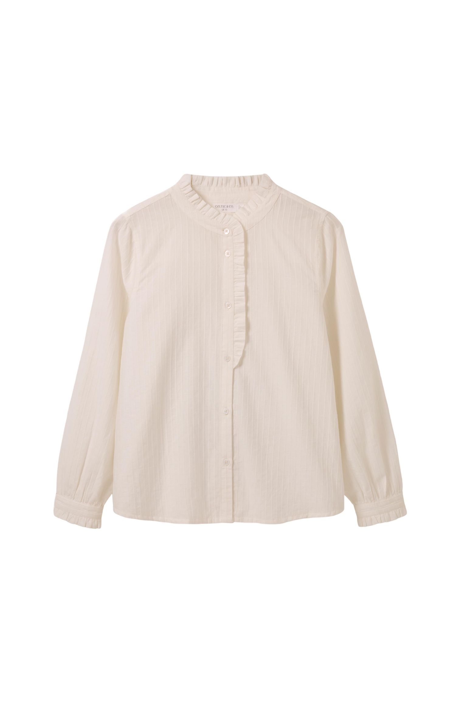 Women's Textured Cotton Shirt With Frill Collar
