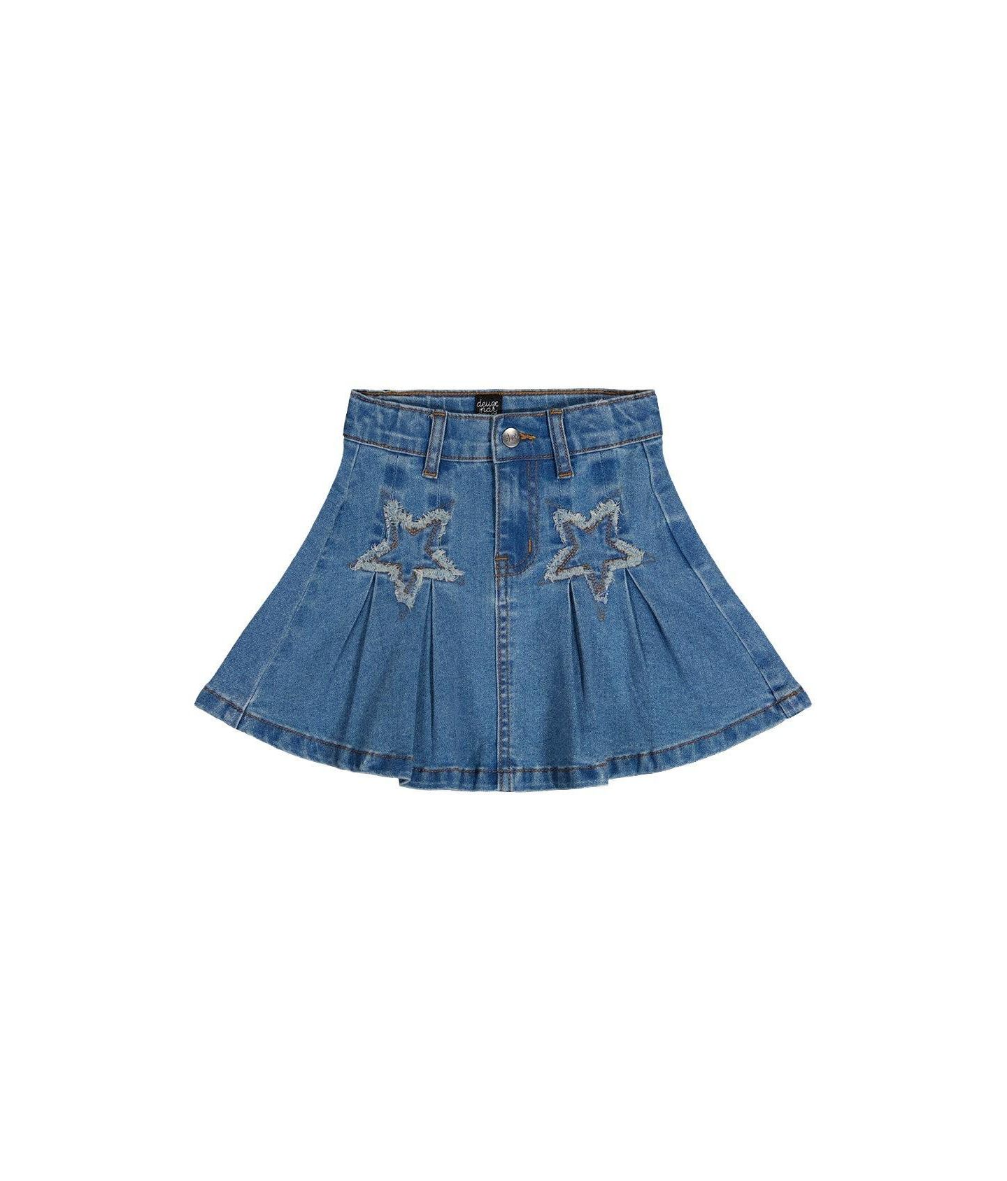 Юбка Deux par Deux (size 6 to 14) Pleated для девочек, цвет: Тёмно-синий джинсовый — фото 1