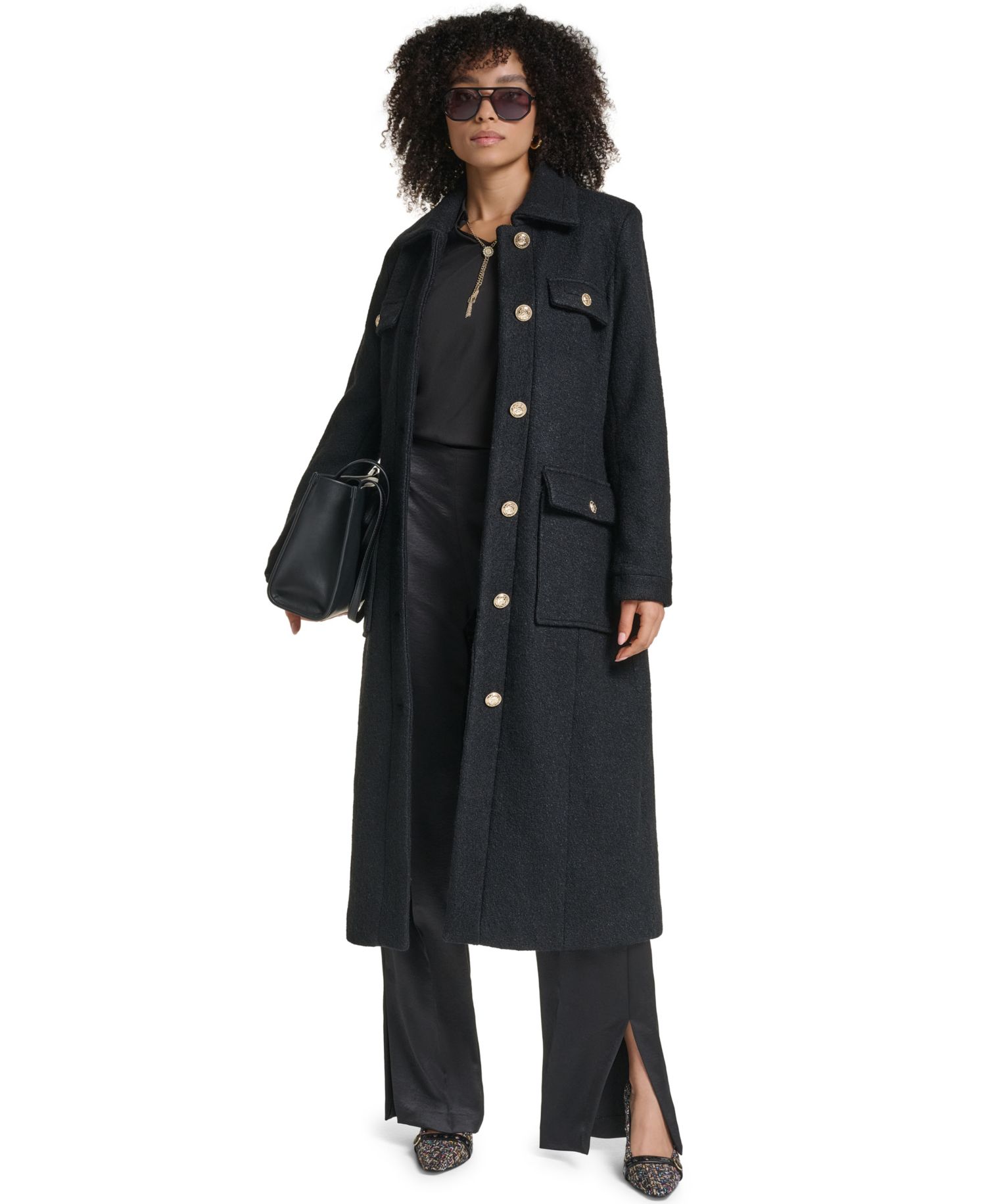 Women's Wool-Blend Long Colorblock Coat