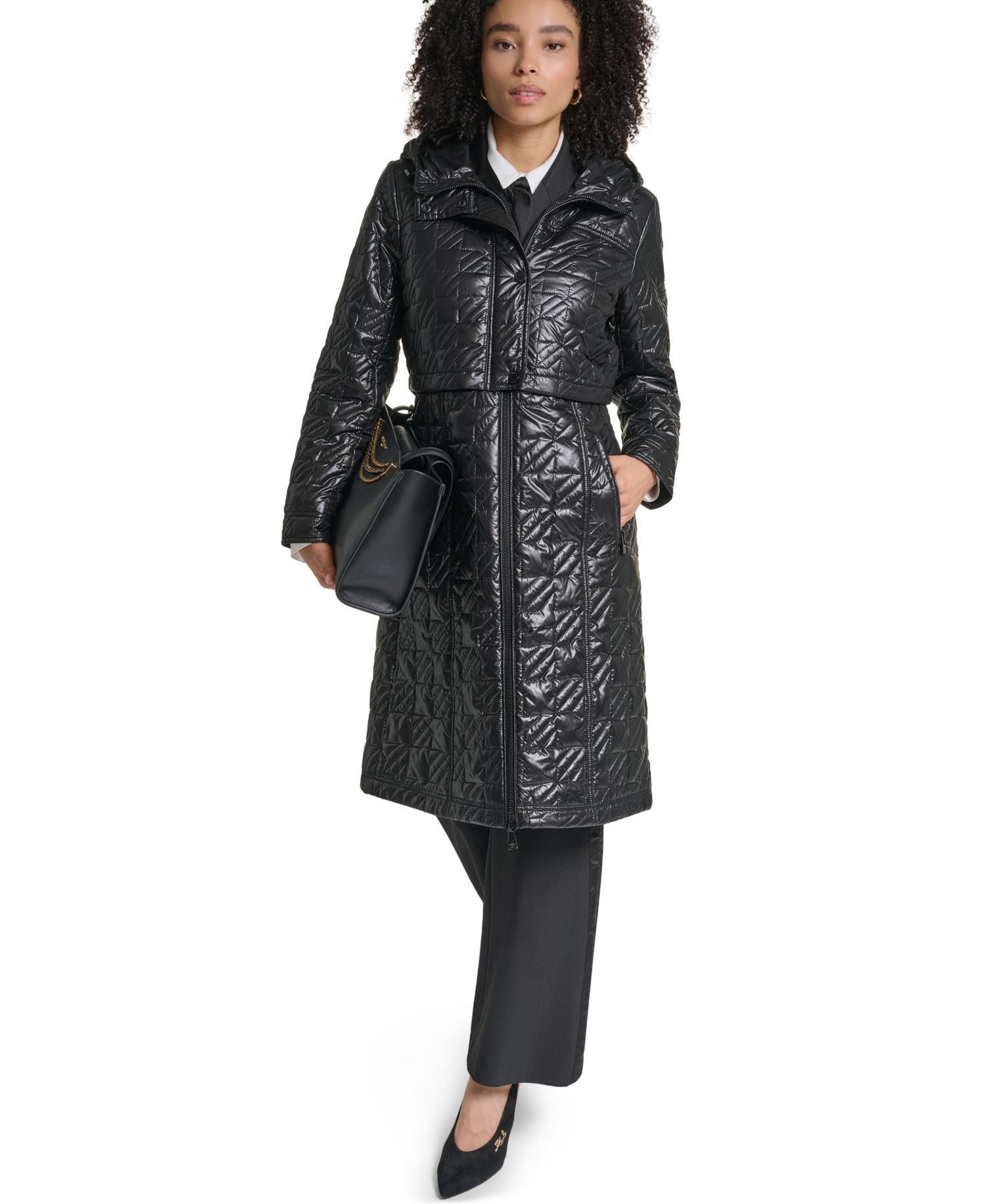 Women's Hooded Anorak Star-Quilted Coat
