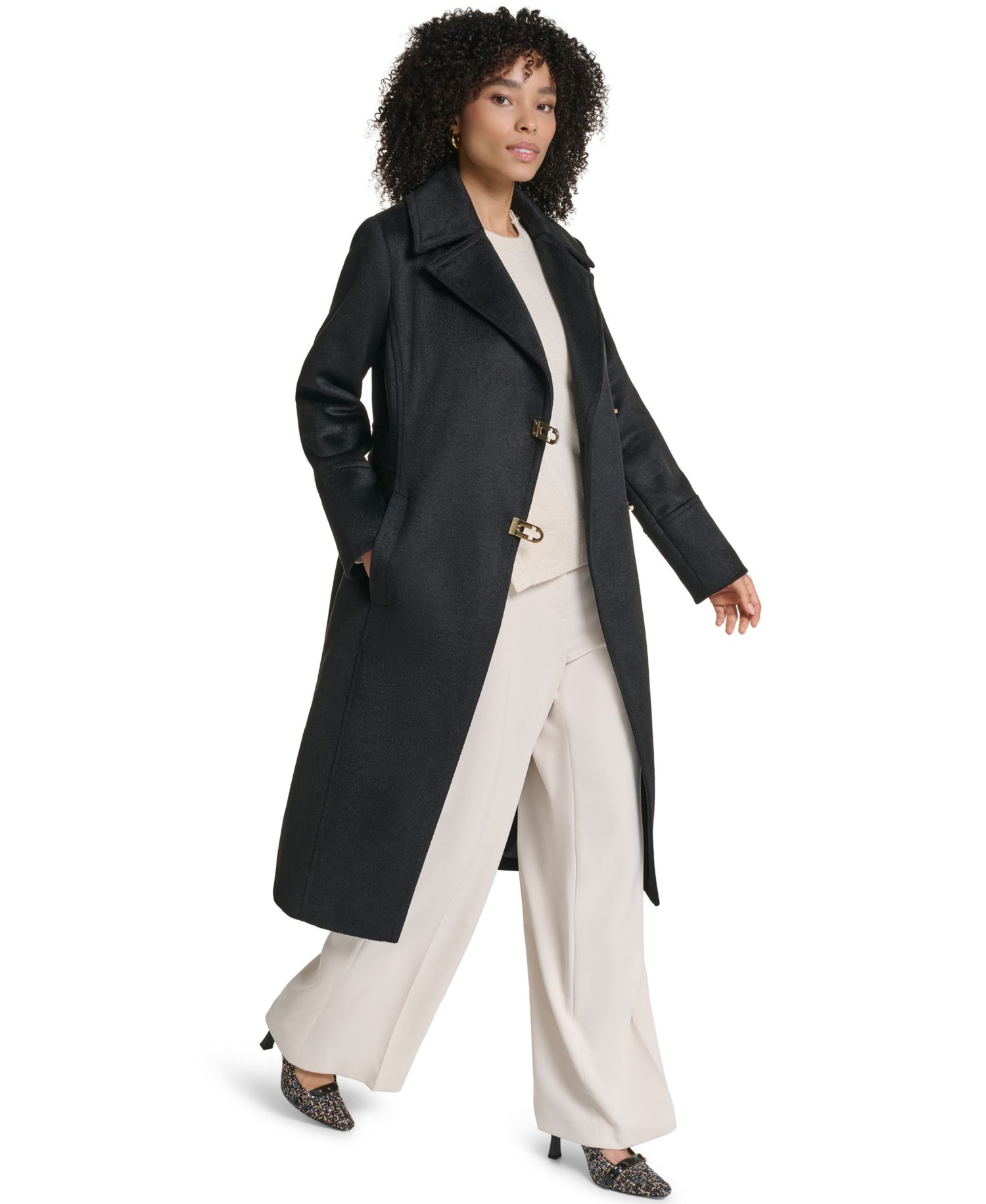 Women's Long Wool-Blend Toggle Coat