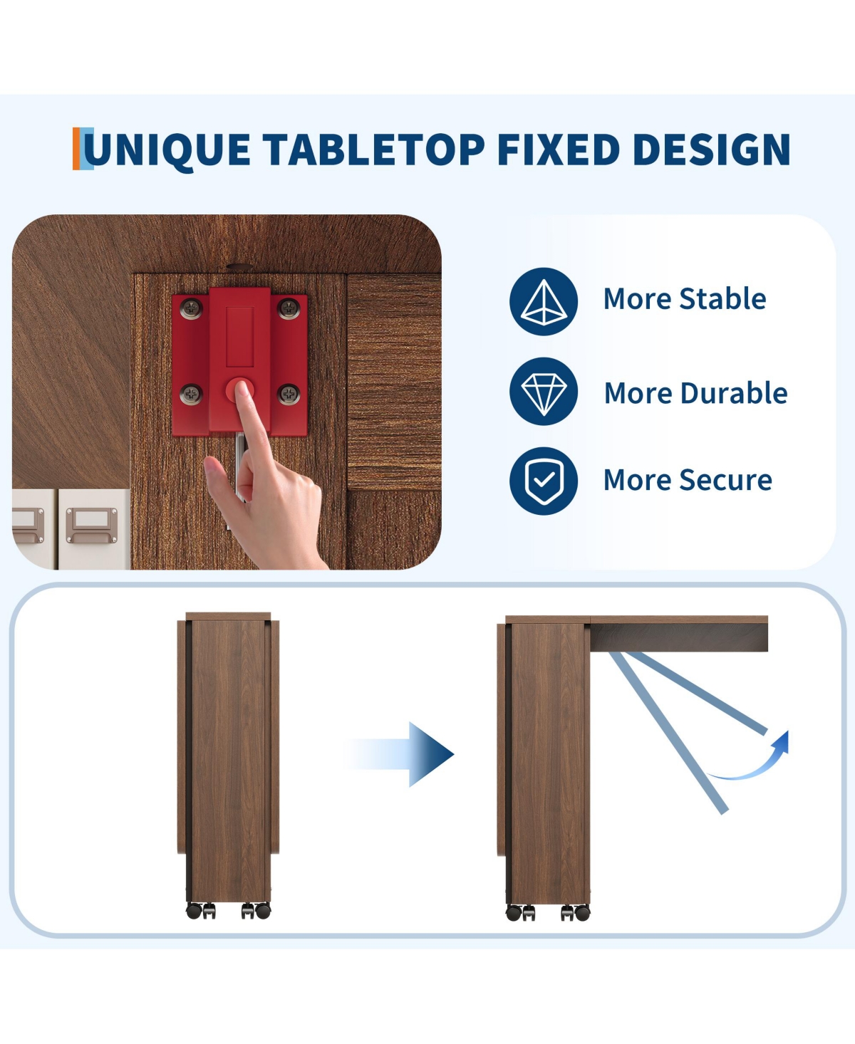 homfan Folding Dining Table with Storage, Folding Kitchen Table with 6 Wheels, Drawer and Shelves, Compact Dining Table for Small Spaces