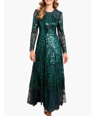 Women's Aurora Sequin Long-Sleeve Gown