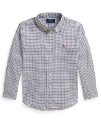 Boys' 2T-7 Checked Performance Oxford Shirt