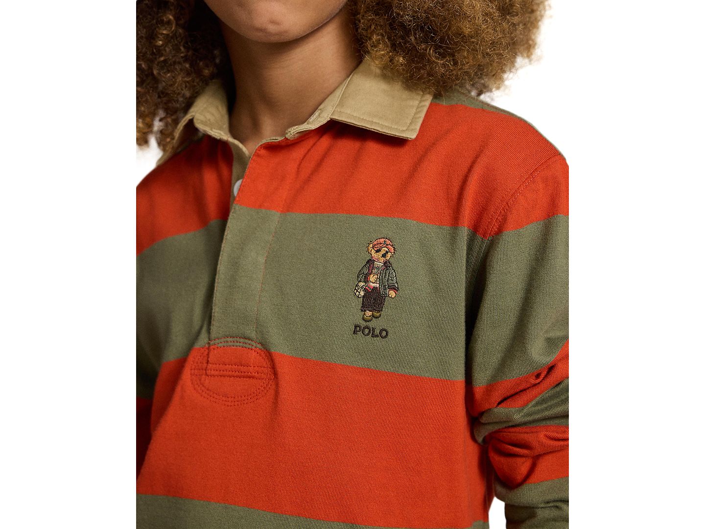 Поло Polo Ralph Lauren Polo Bear Rugby Polo для мальчиков, цвет: Оранжевый разноцветный — фото 2