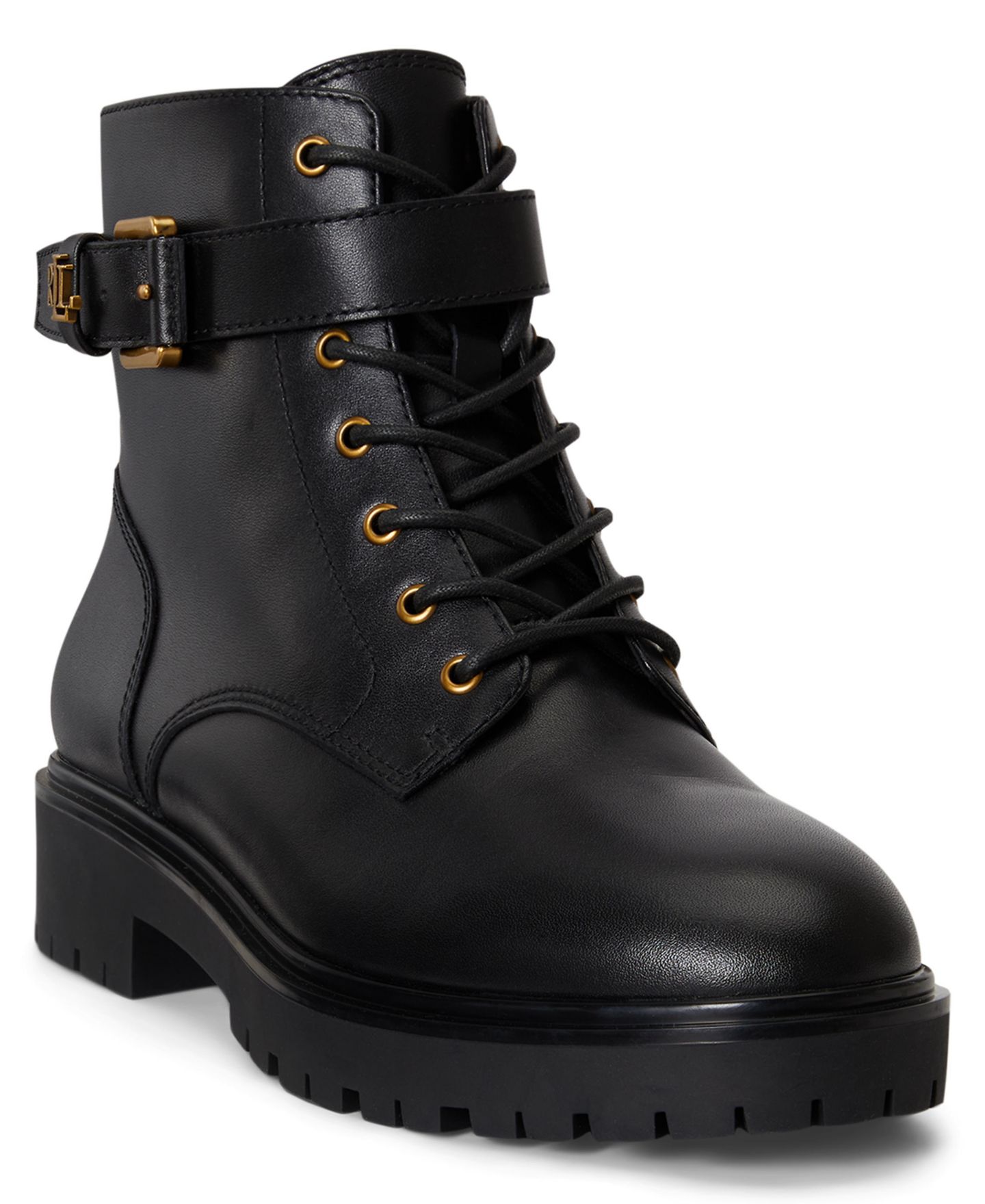 Женские ботинки Lauren Ralph Lauren Allyson Logo Lace-Up Booties, цвет: Чёрный — фото 1