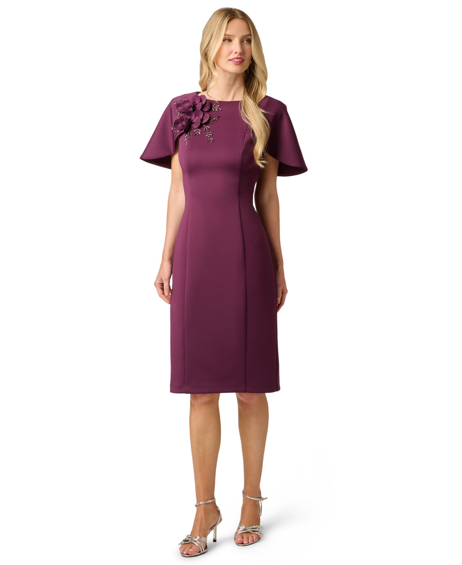 Petite Scuba Sheath Boat Neck Dress