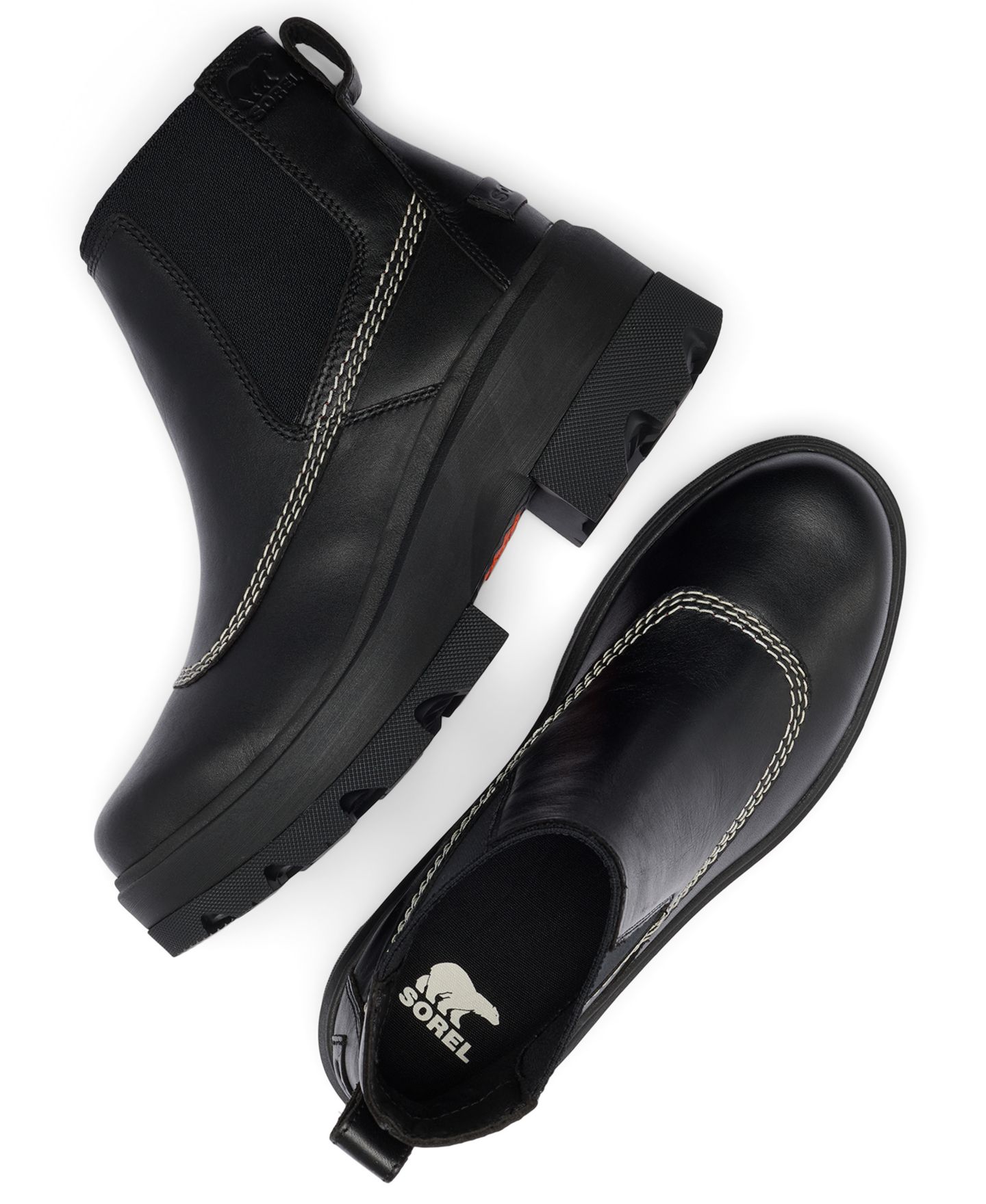 Женские ботинки Sorel Joan Frwd Chelsea Slip-On Booties, цвет: Чёрный / Выбеленный — фото 8