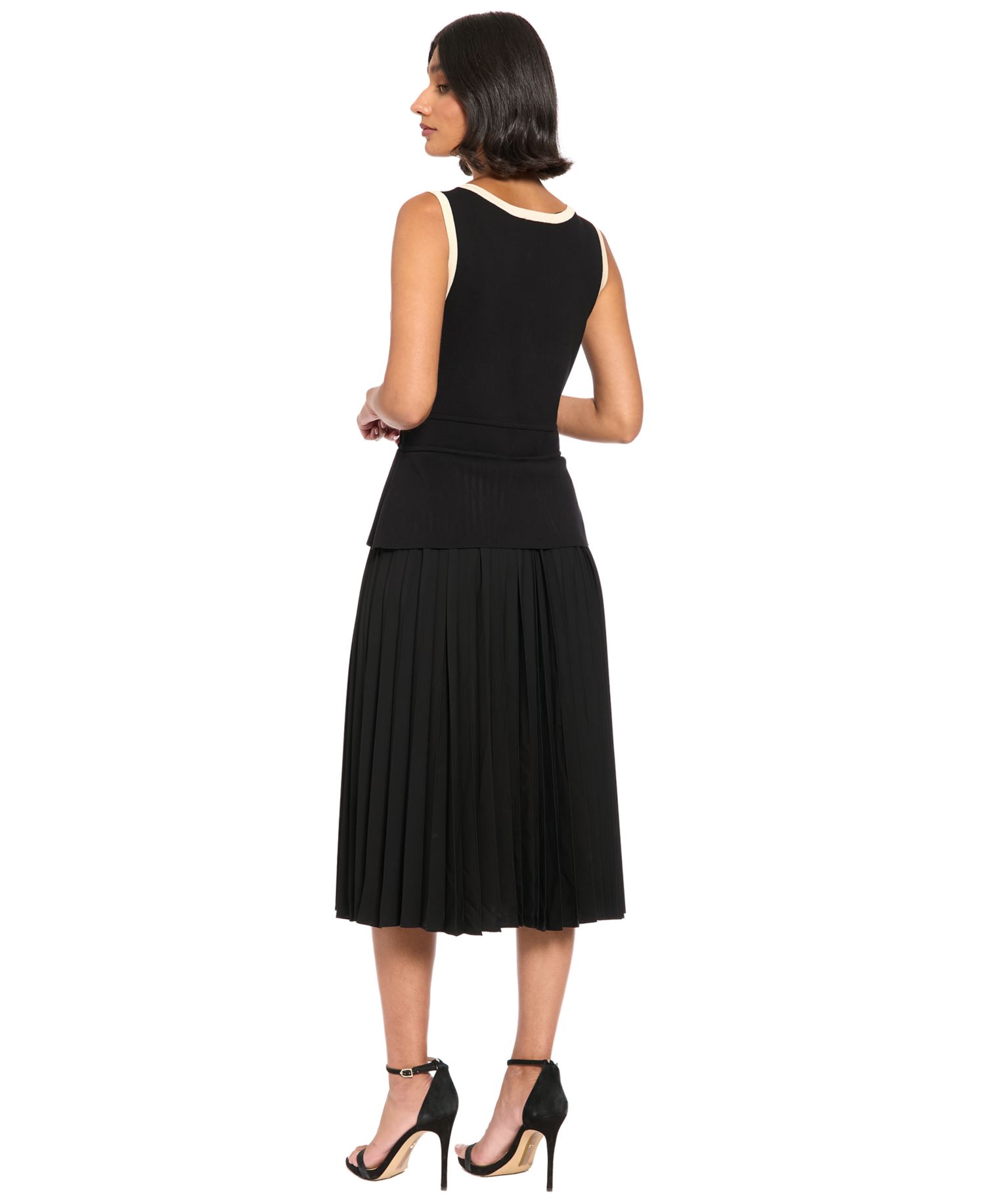 Women's Colorblock A-Line Pleated Midi Dress