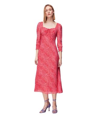 Women's Diagonal Leopard A-Line Midi Dress