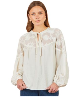 Women's Long-Sleeve Lace Boho Shirt