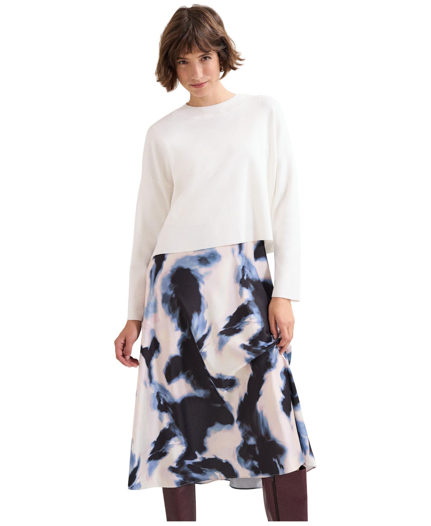 Women's Issy Tie Dye 2-in-1 Long-Sleeve A-Line Midi Dress