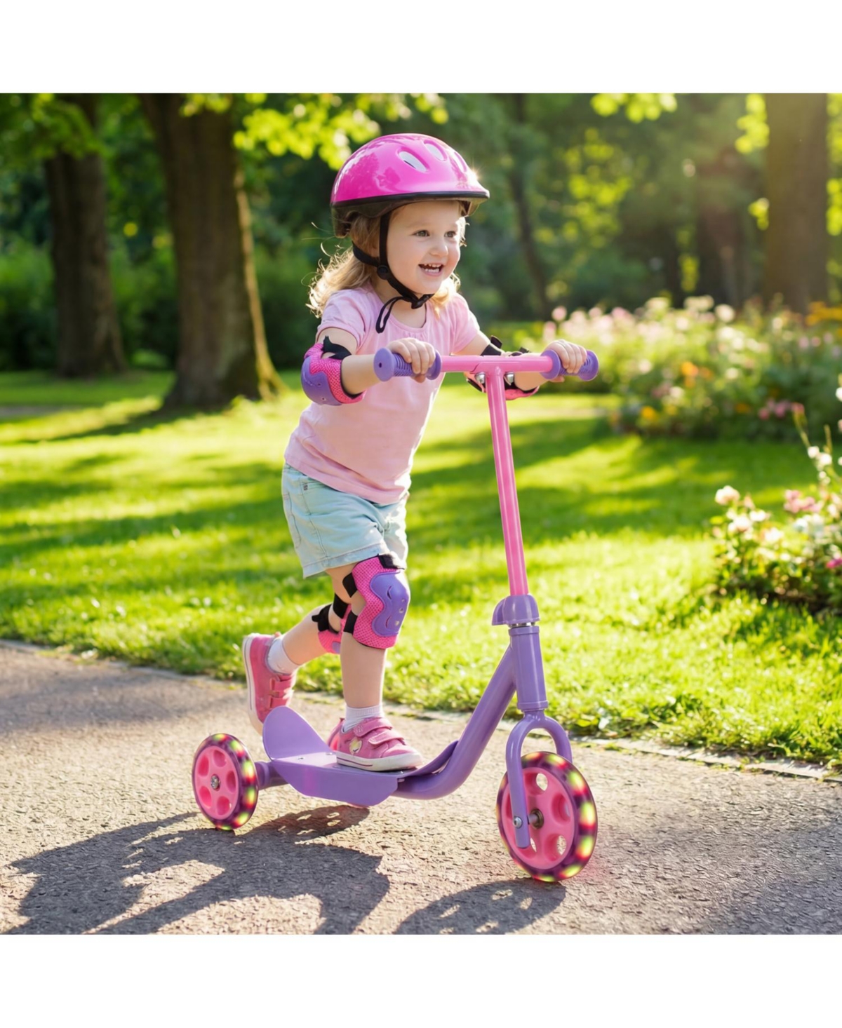 Slickblue Kids 3-Wheel Scooter with Led Wheels and Anti-Slip Deck