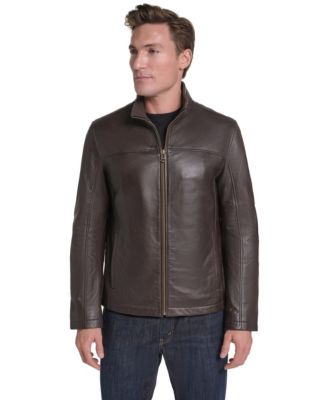 Men's Leather Convertible Collared Jacket