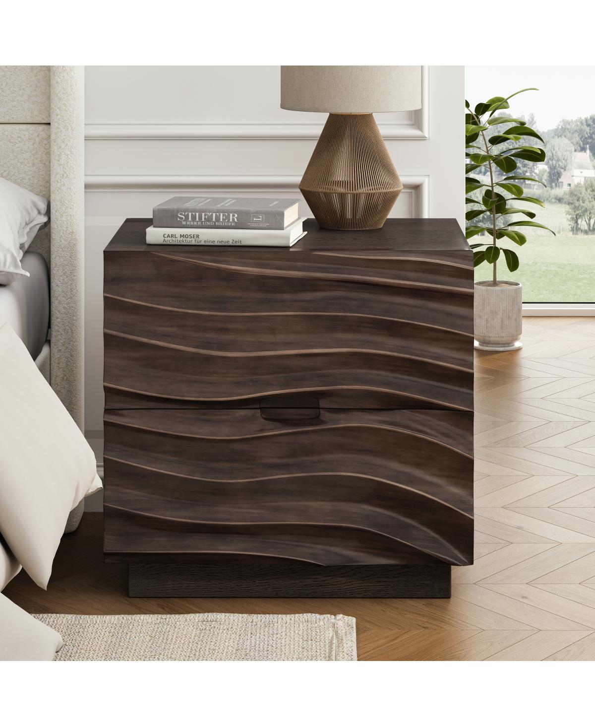 Streamdale Furniture Solid Wood 2-Drawer Nightstands, set of 2