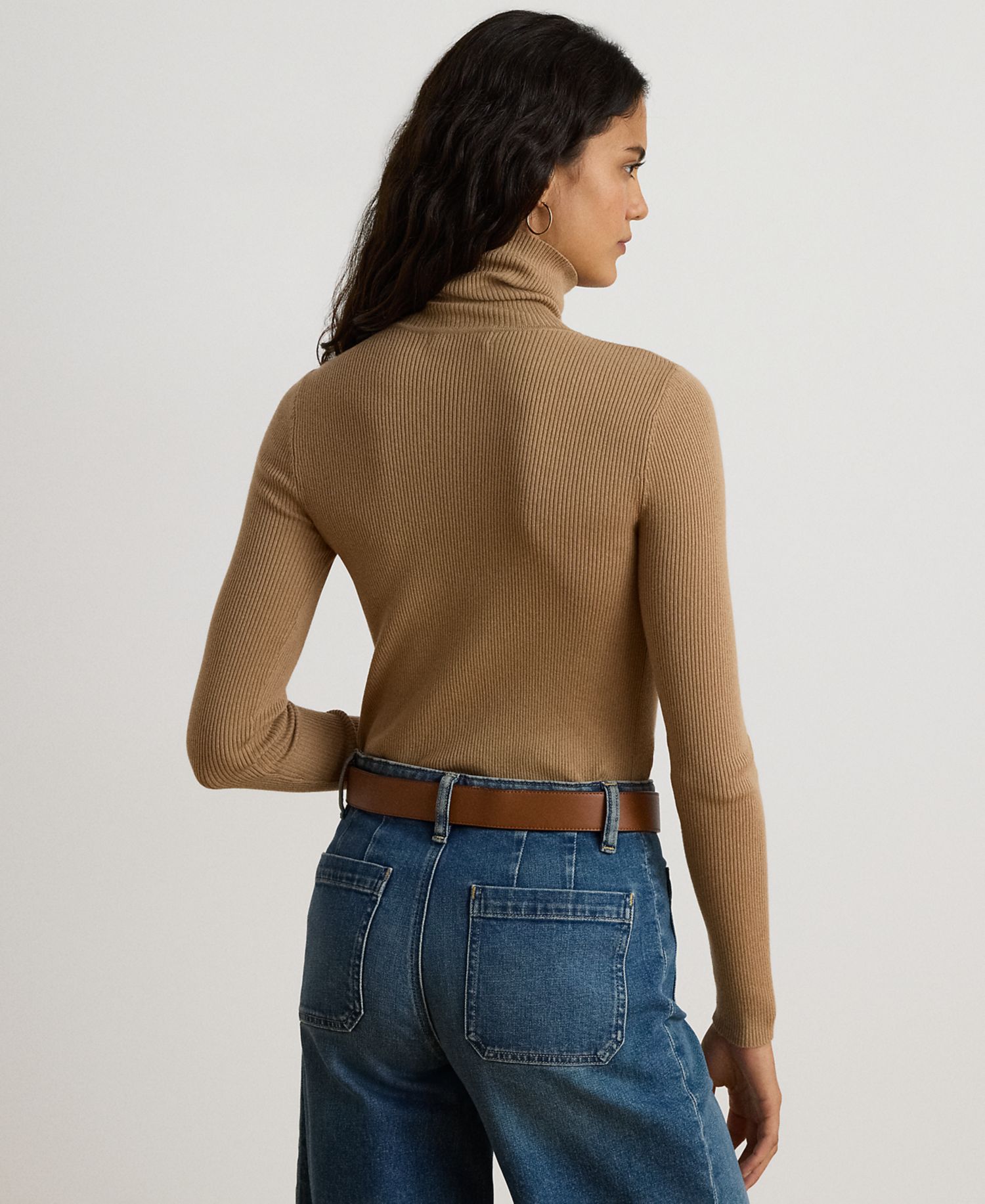 Petite Ribbed Slim-Fit Cotton-Blend Turtleneck Sweater