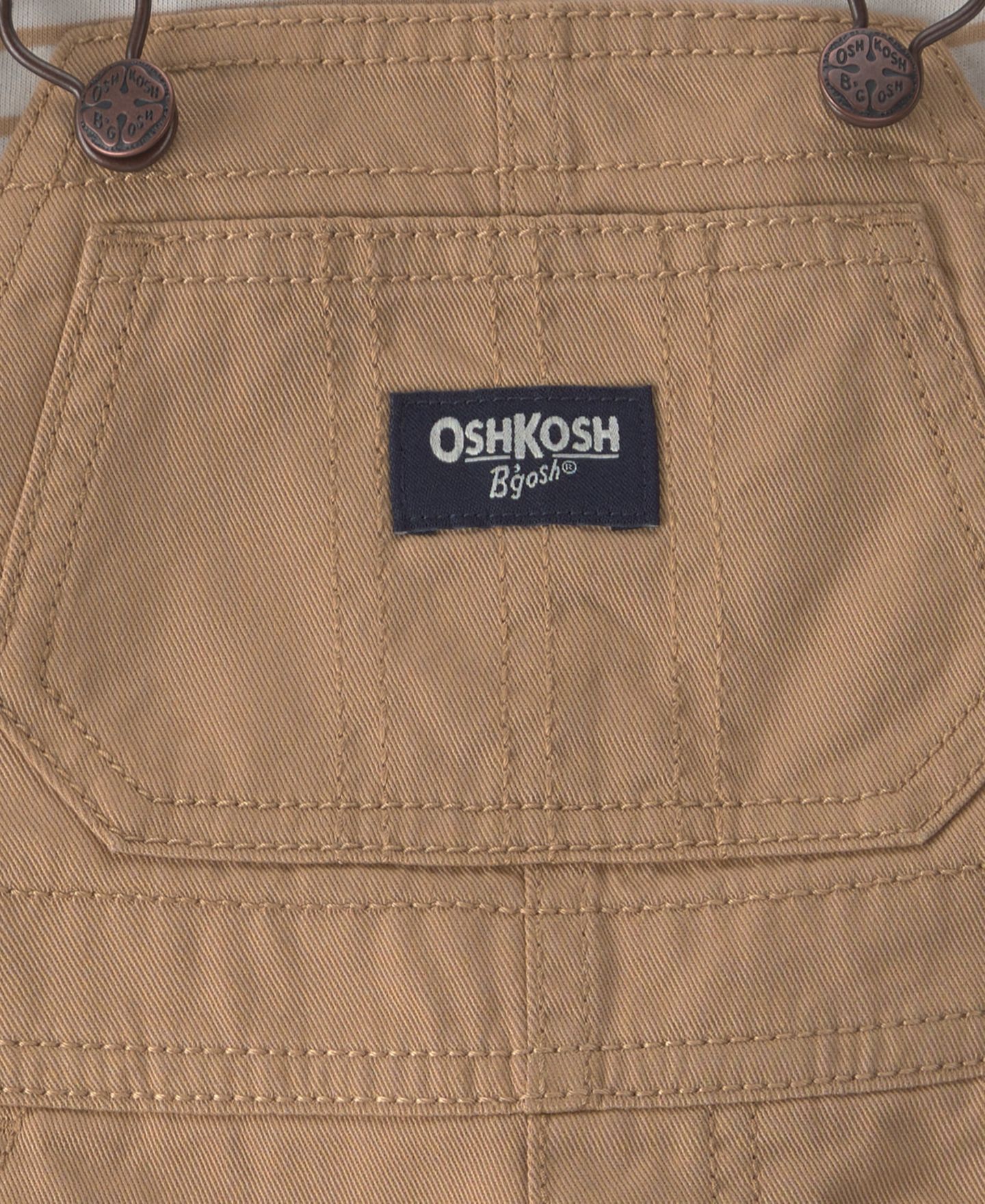 Детский комплект Oshkosh B'Gosh: полосатый топ с длинным рукавом и полукомбинезон, цвет: Коричневый / Слоновая кость — фото 6