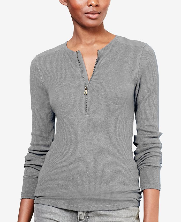 Lauren Ralph Lauren Petite Cotton Half Zip Henley Macy s