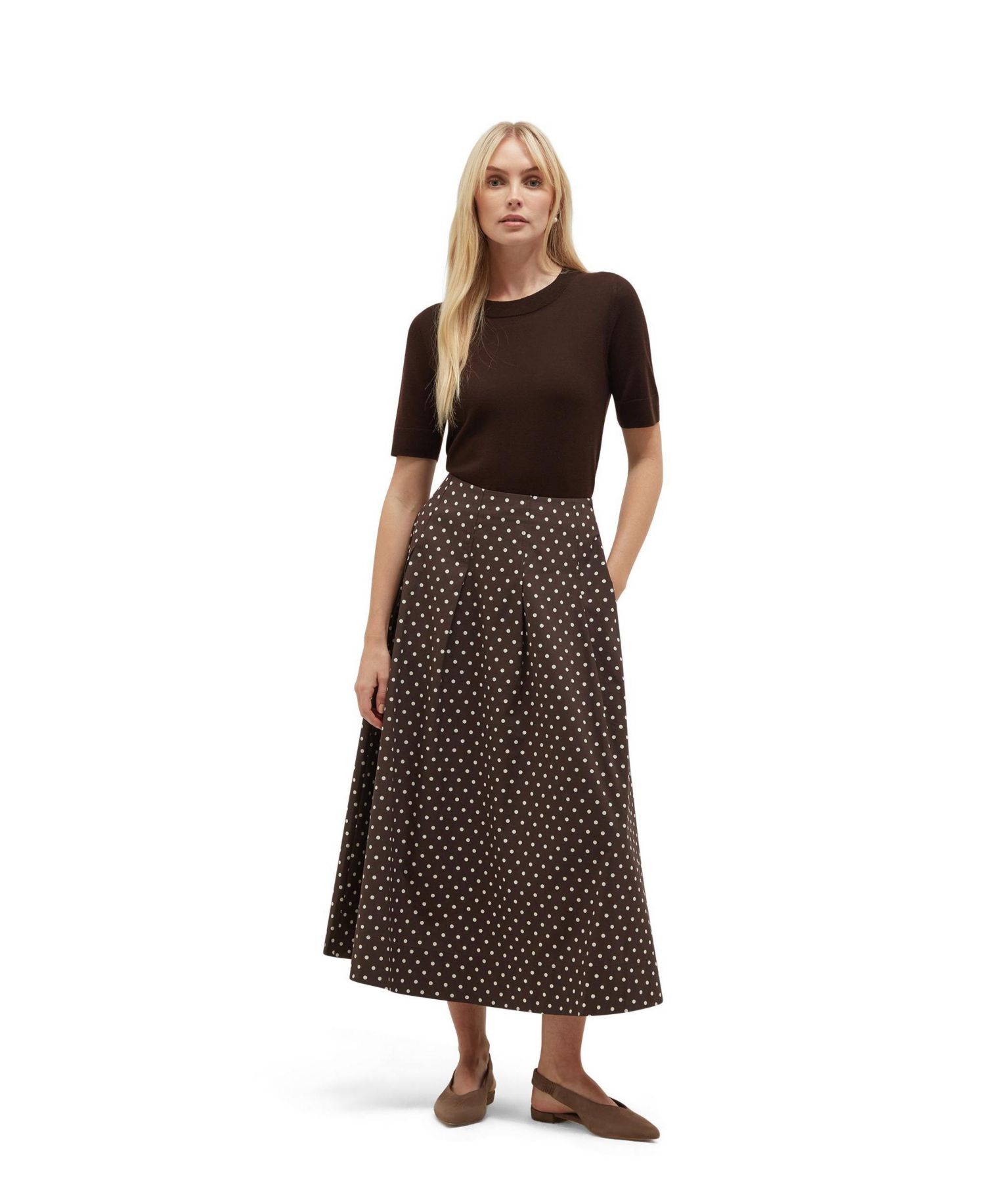 Women's Antonella Polka-Dot A-Line Midi Skirt