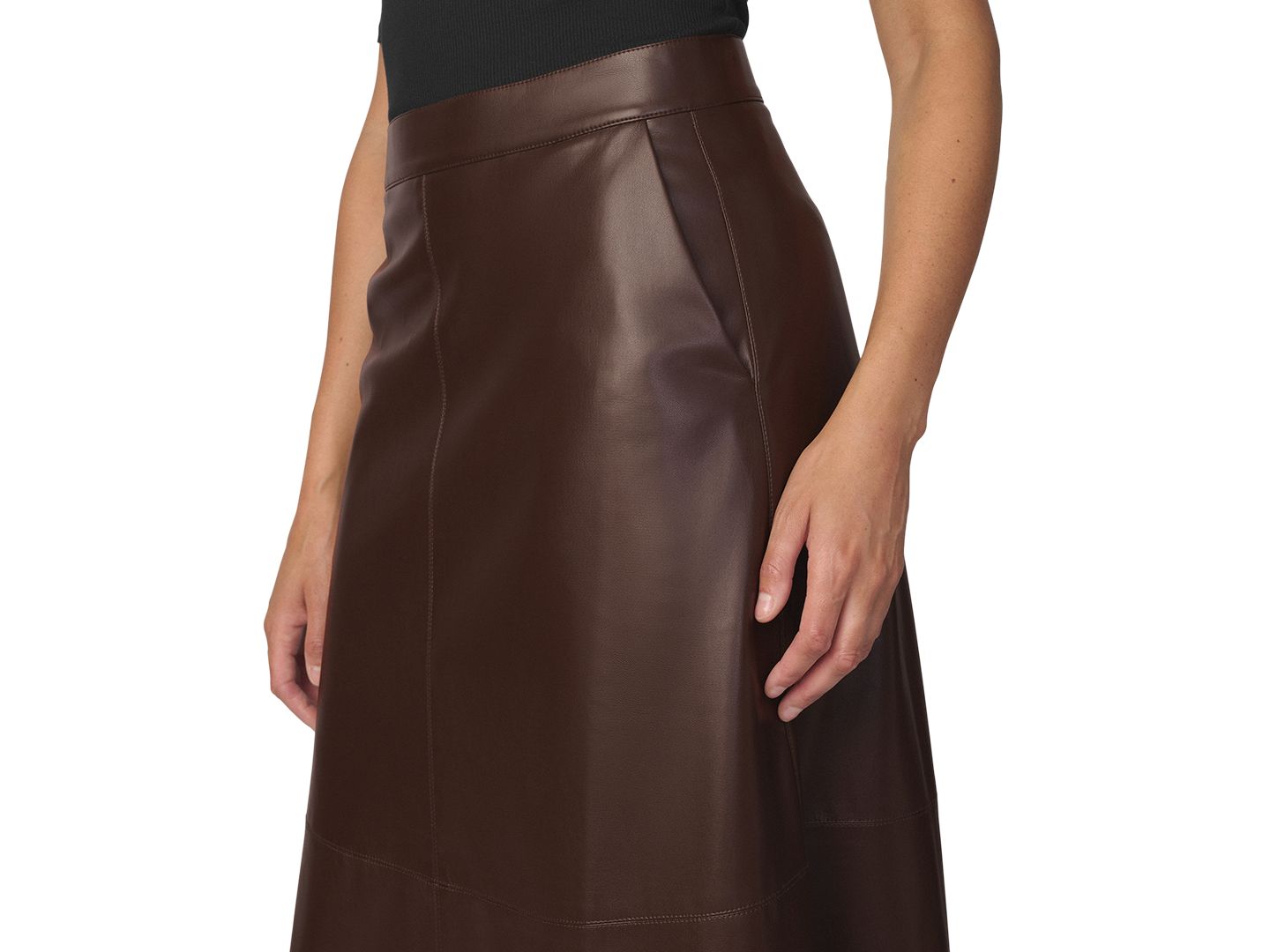 Женская юбка Joe's Jeans Tavi High-Waisted Faux-Leather Midi, цвет: Тёмный шоколадный — фото 4