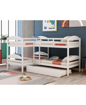 Twin L-Shaped Bunk bed with Trundle