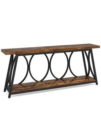 70.9" Industrial Console Table with 2-Tier Shelves