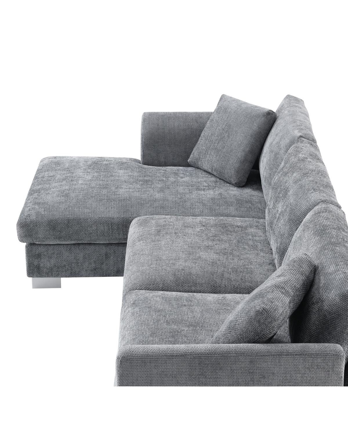 Streamdale Furniture 96" Modern L-Shaped Chenille Sectional Sofa with 2 Pillows