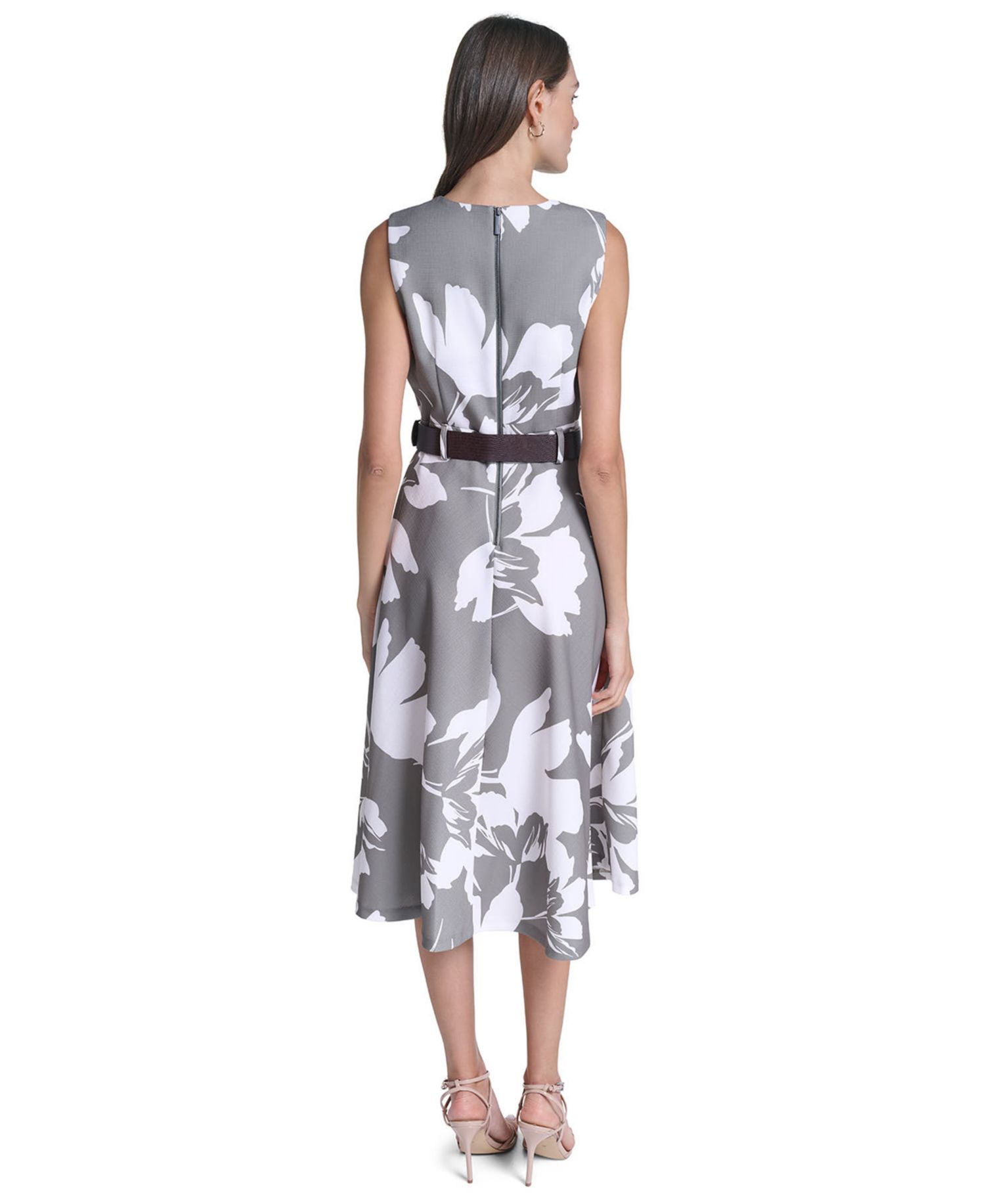 Women's Floral Square Neck Midi Dress