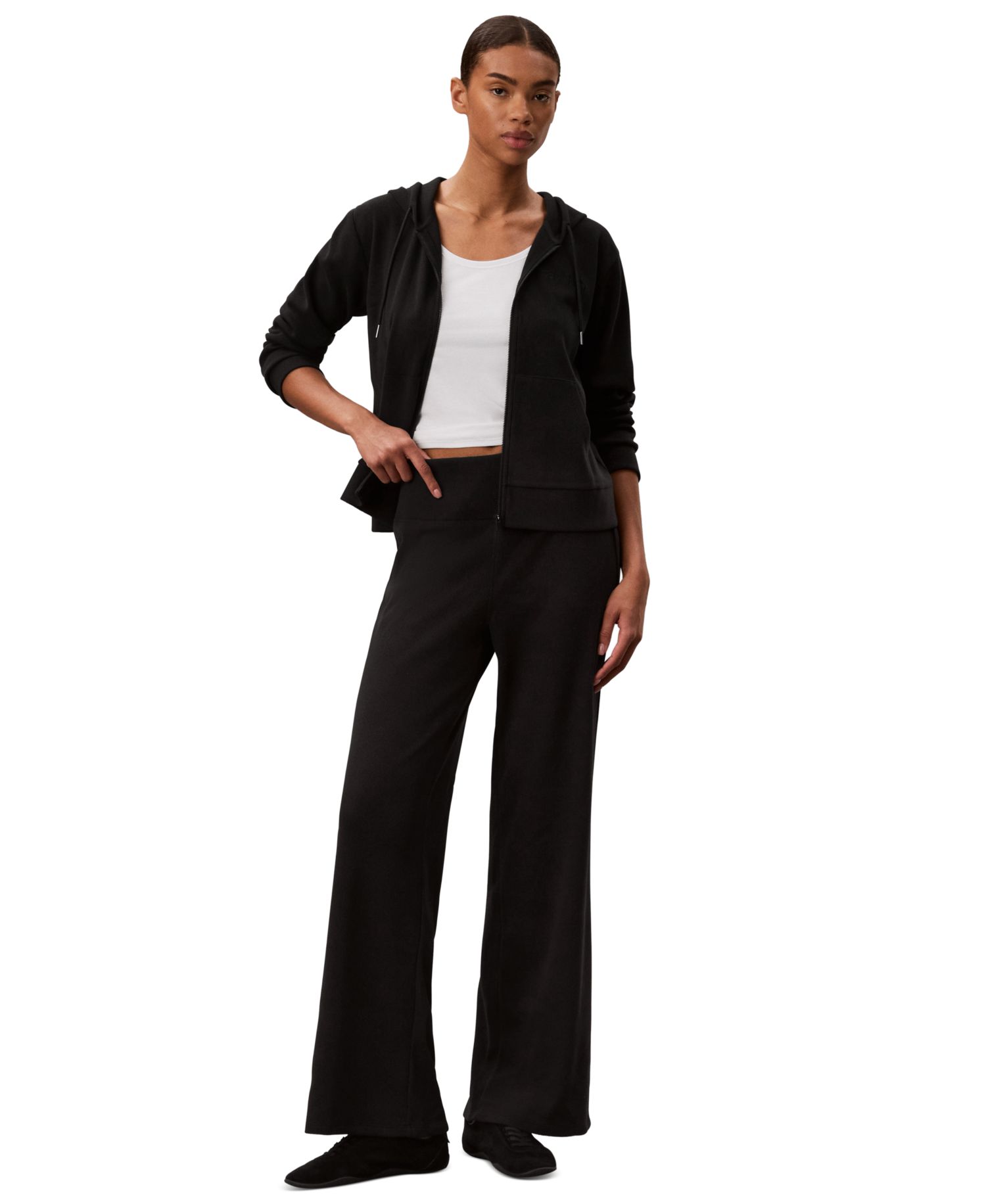 Women's Pull-On Waffle-Knit Relaxed-Fit Straight-Leg Pants
