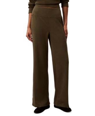 Women's Pull-On Waffle-Knit Relaxed-Fit Straight-Leg Pants
