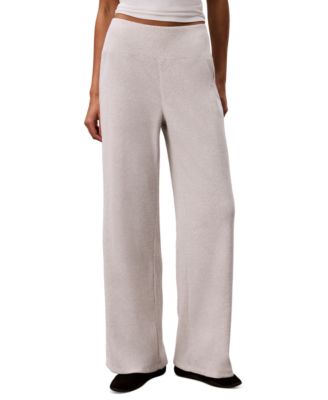 Women's Pull-On Waffle-Knit Relaxed-Fit Straight-Leg Pants