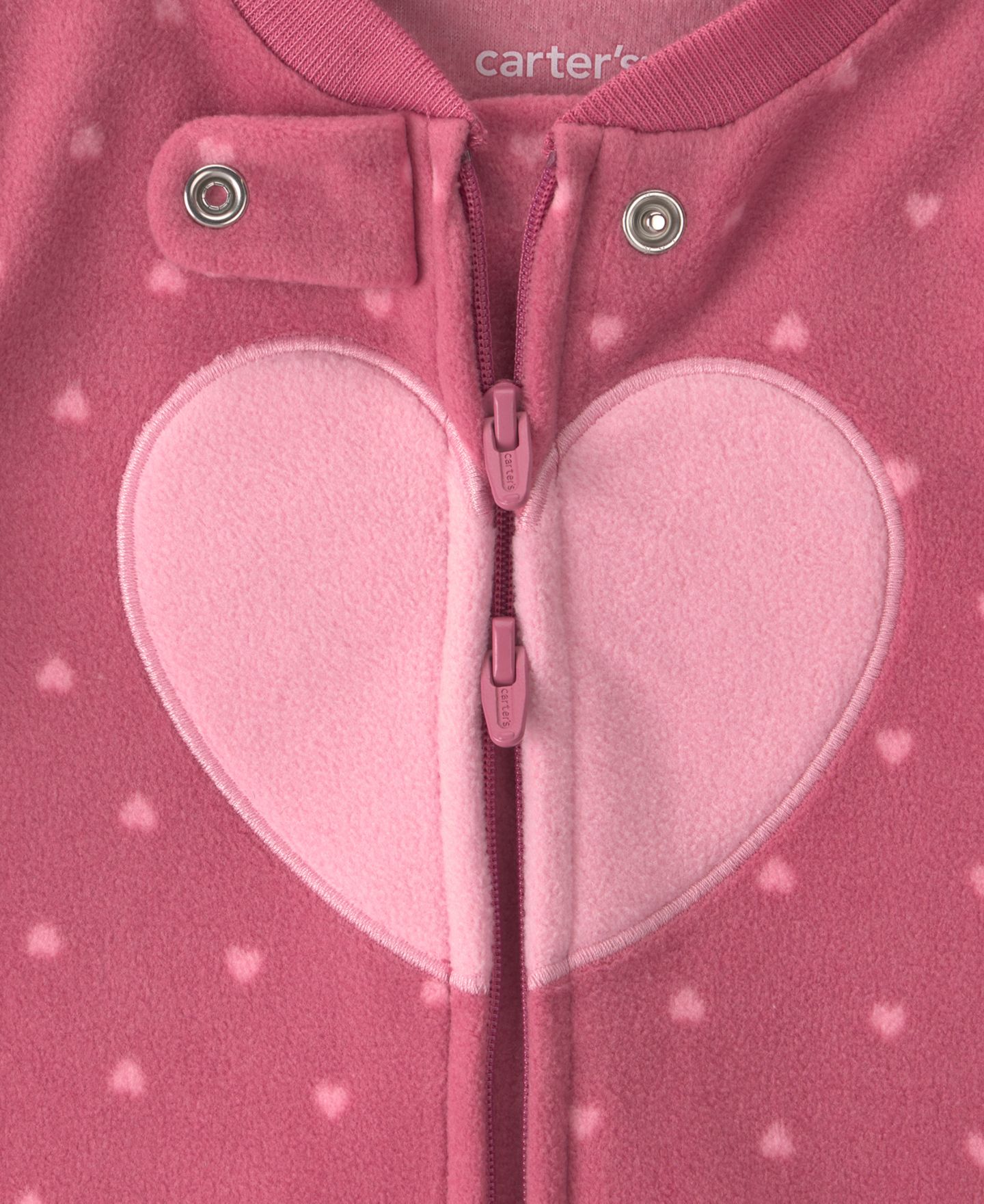 Детский флисовый комбинезон для сна Carter's Heart на двусторонней молнии, цвет: Розовый — фото 4