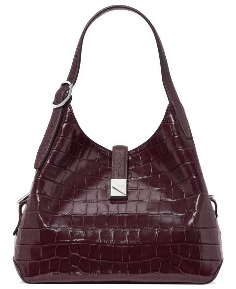 Женская сумка kate spade new york Deco Croc-Embossed Large Satchel, цвет: Ежевичный