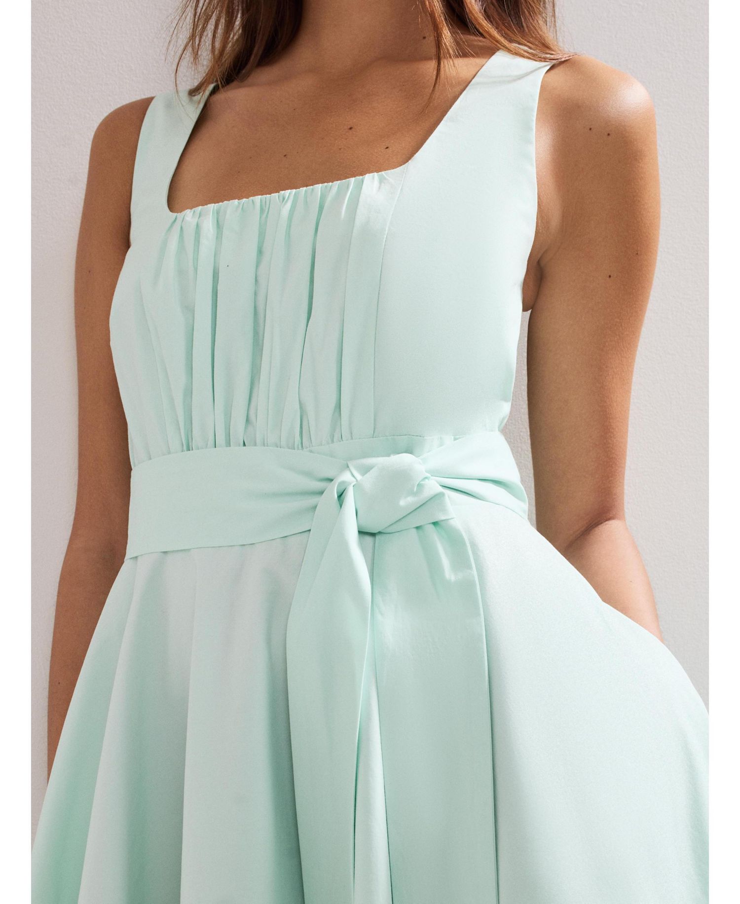 Women's Melinda Square Neck Tie Waist Midi Dress