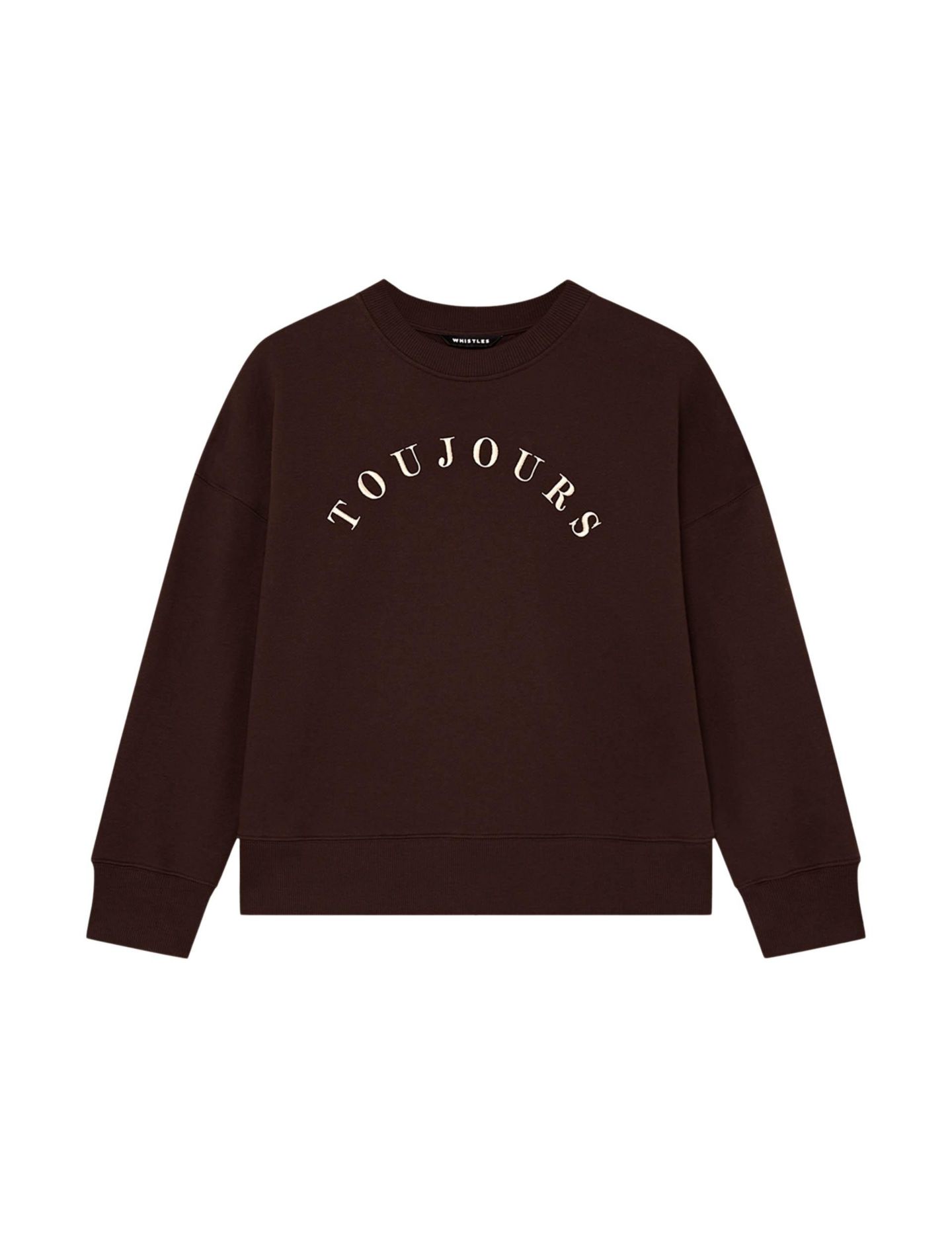 Женская толстовка Whistles Toujours Logo Relaxed-Fit Crewneck, цвет: Шоколадный — фото 6