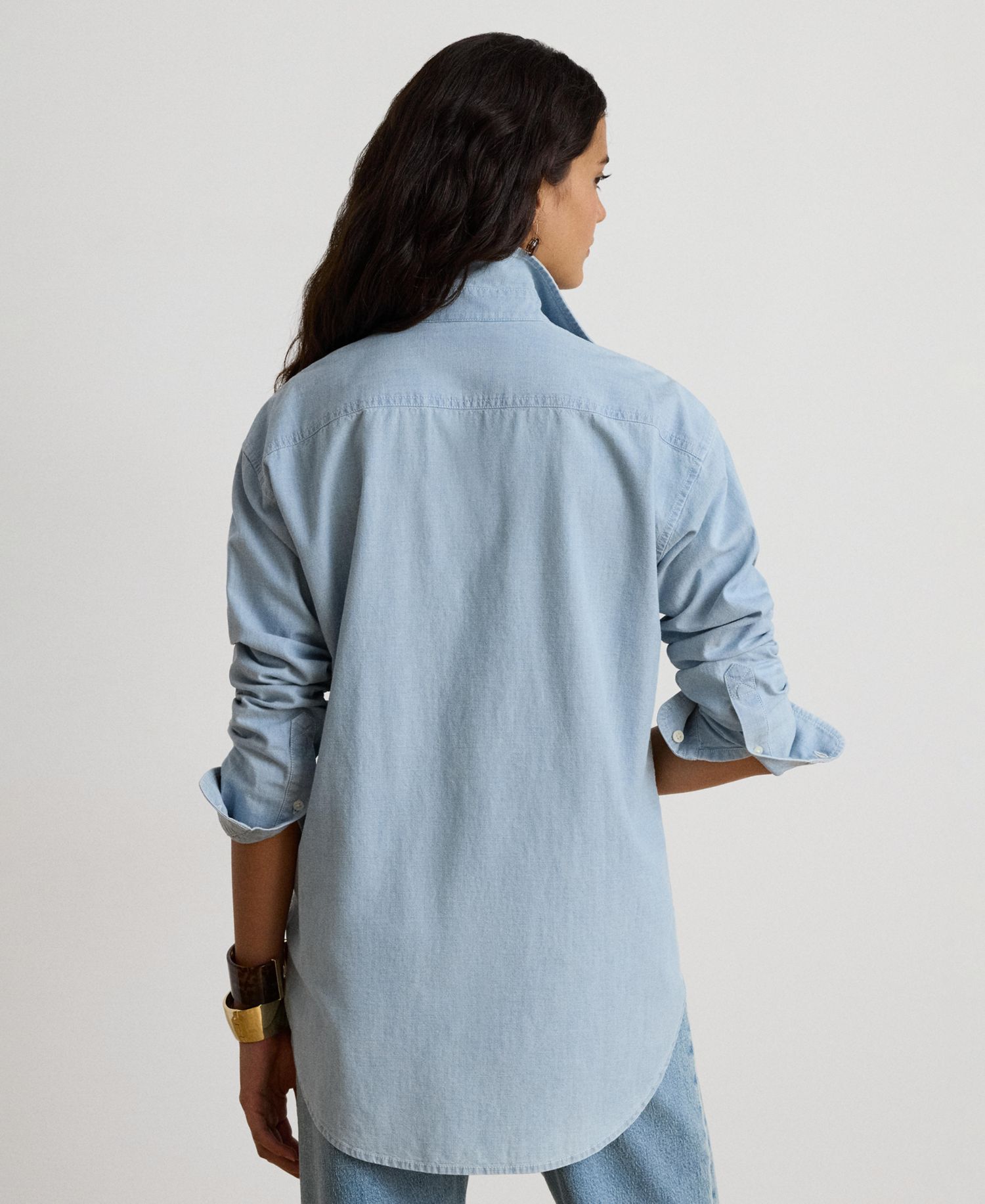 Women's Chambray Button-Up Long-Sleeve Shirt