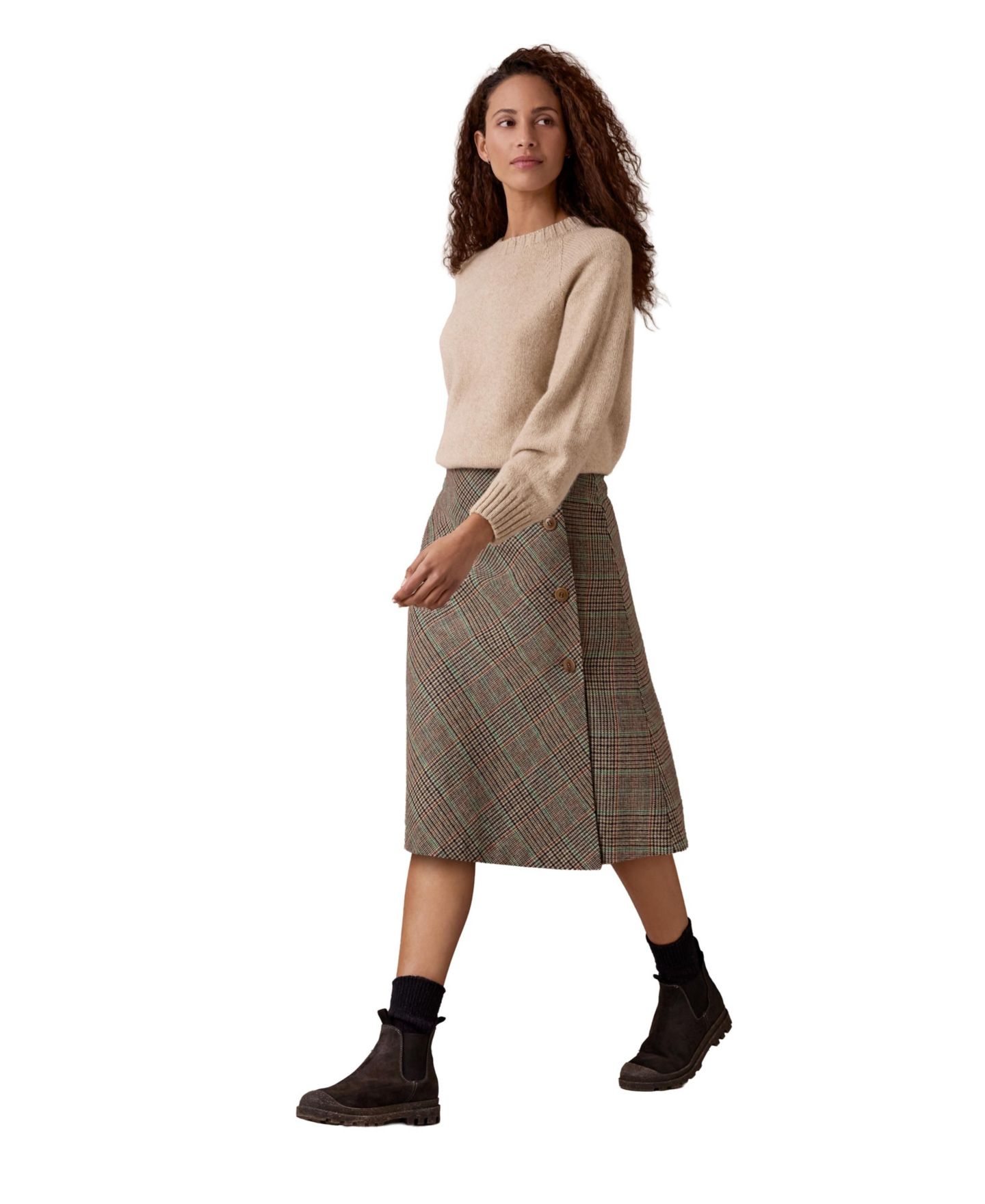 Женская юбка Celtic & Co. Plaid Wrap Midi A-Line, цвет: Коричневый / Разноцветный — фото 4