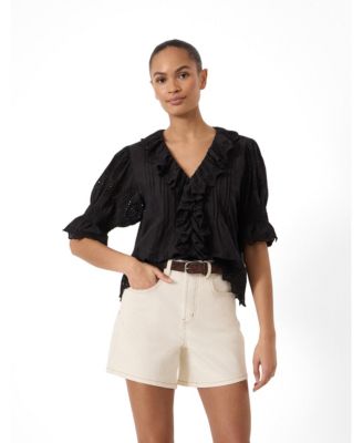 Women's Koa Short-Sleeve V-Neck Ruffle Blouse