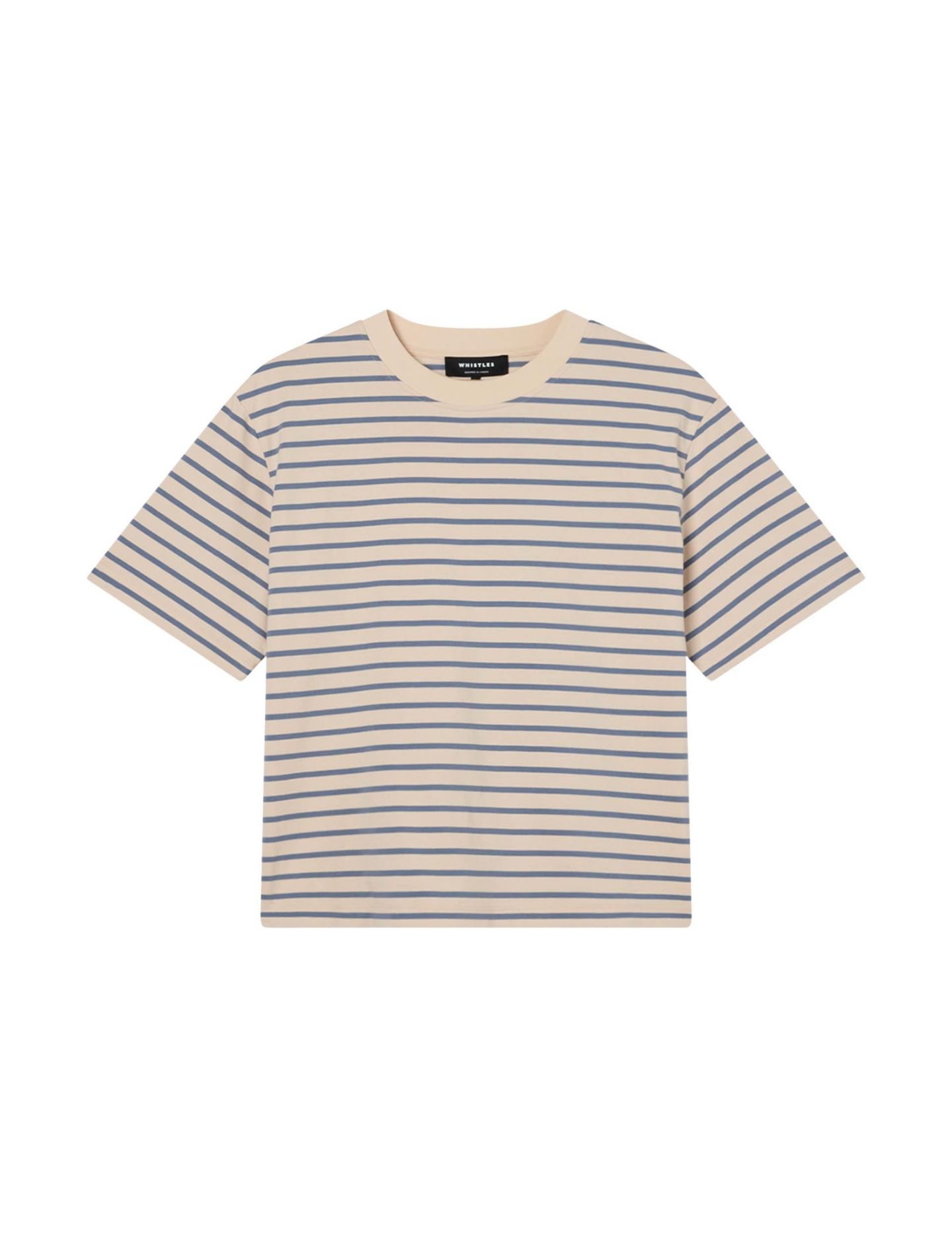 Женская футболка Whistles Stripe Crewneck Cotton, цвет: Синий / Бежевый — фото 6