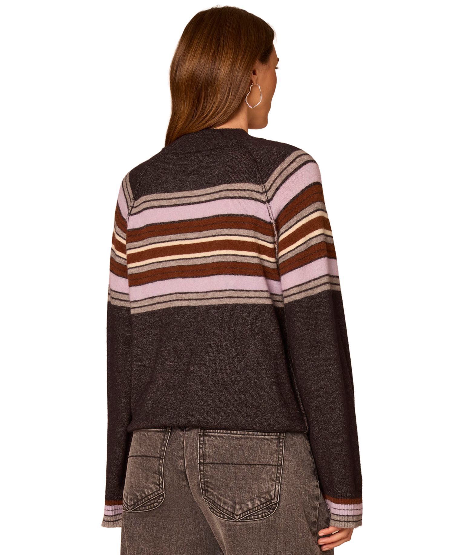 Petite Mock-Neck Striped Bubble-Hem Sweater