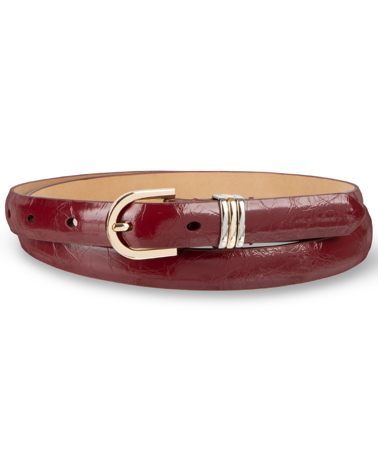 Женские ремни Calvin Klein Skinny Solid and Embossed Belt Set, цвет: Чёрный / Красный — фото 2