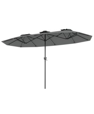 13 Feet Double-Sided Patio Umbrella with Color Changing Flowing Solar LED Lights